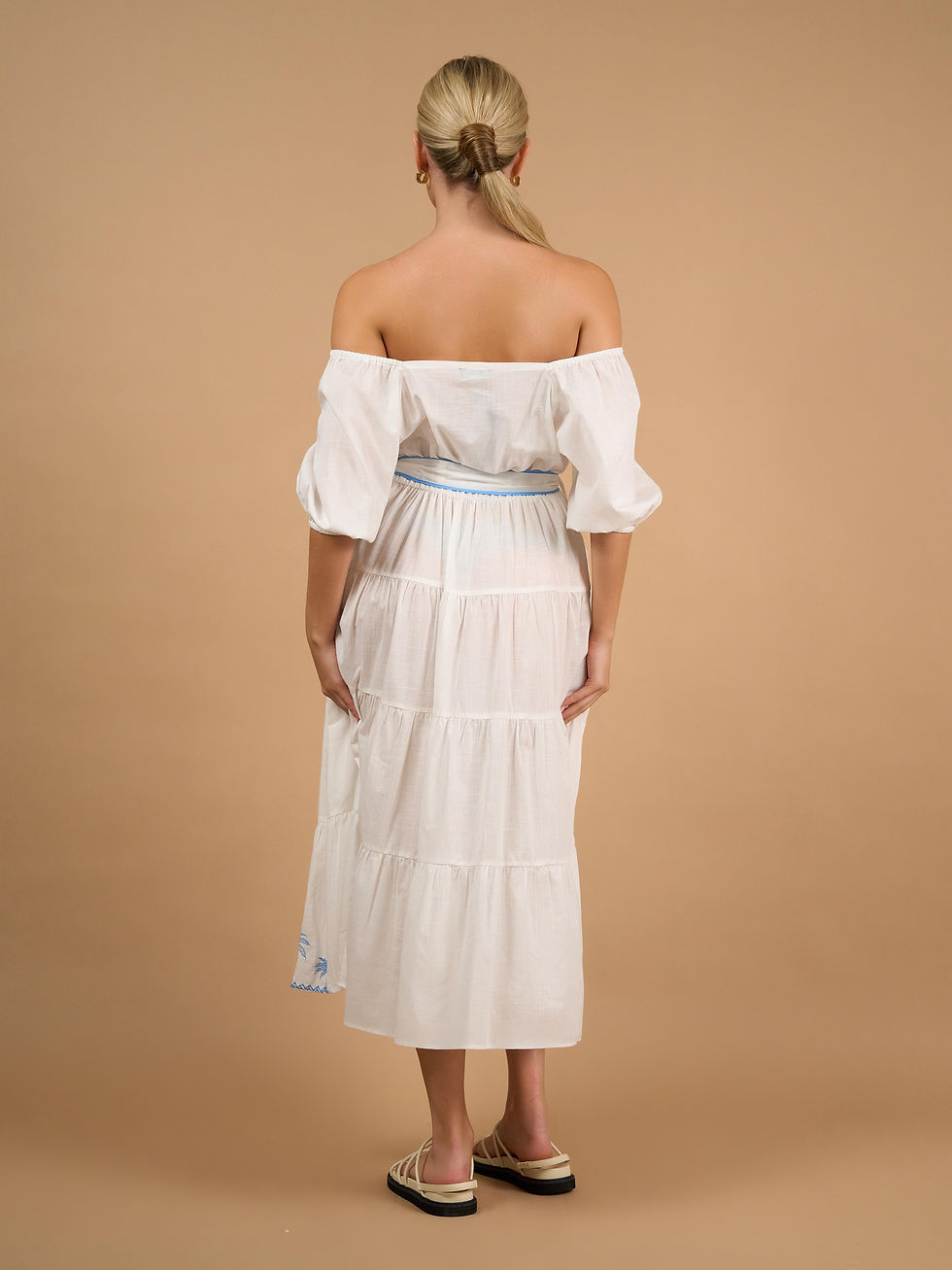 Thumbnail: BRONTE DRESS  -  WHITE PALM EMBRO