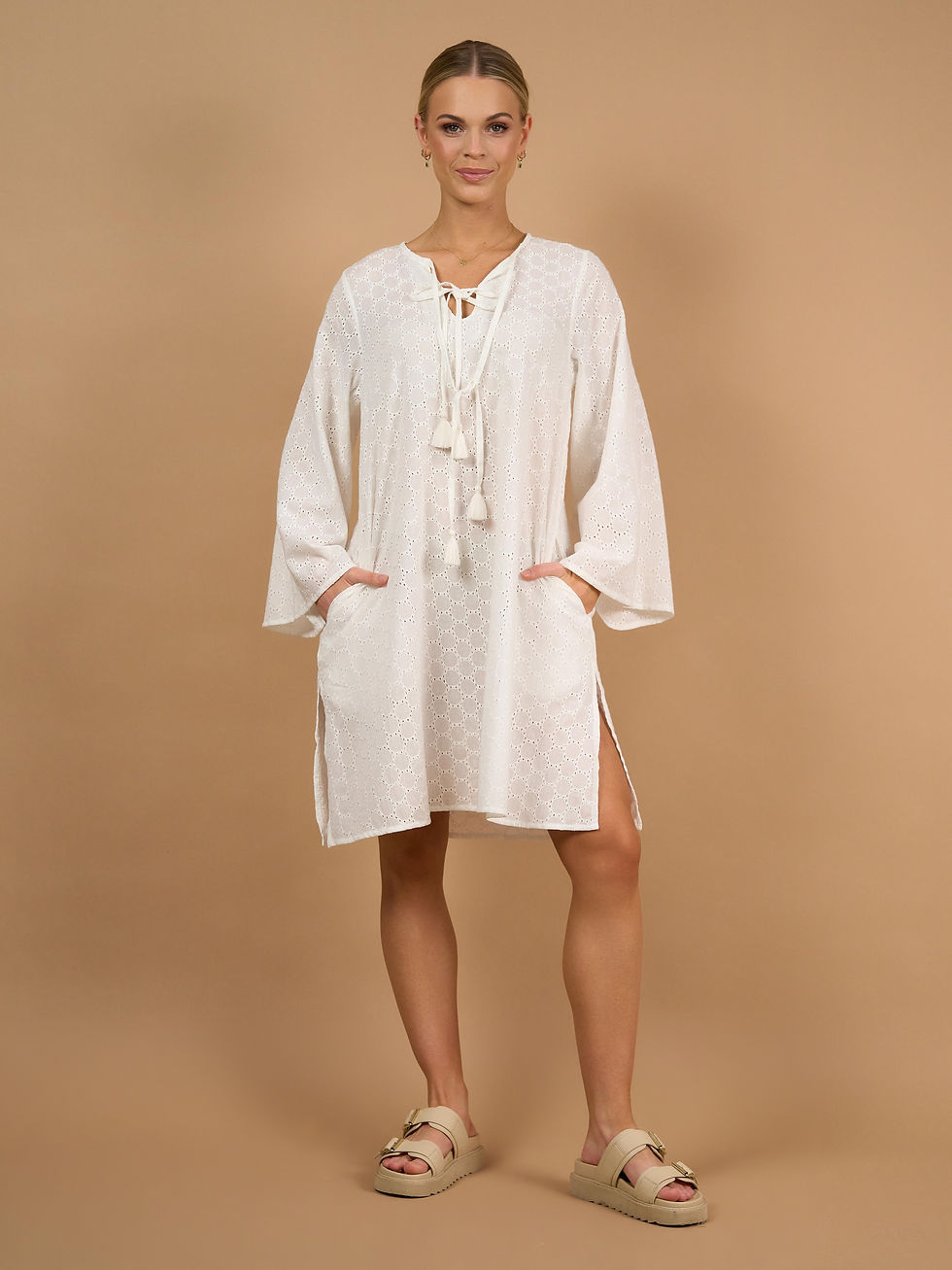 Thumbnail: FREYA DRESS  -  WHITE SCHIFFLI