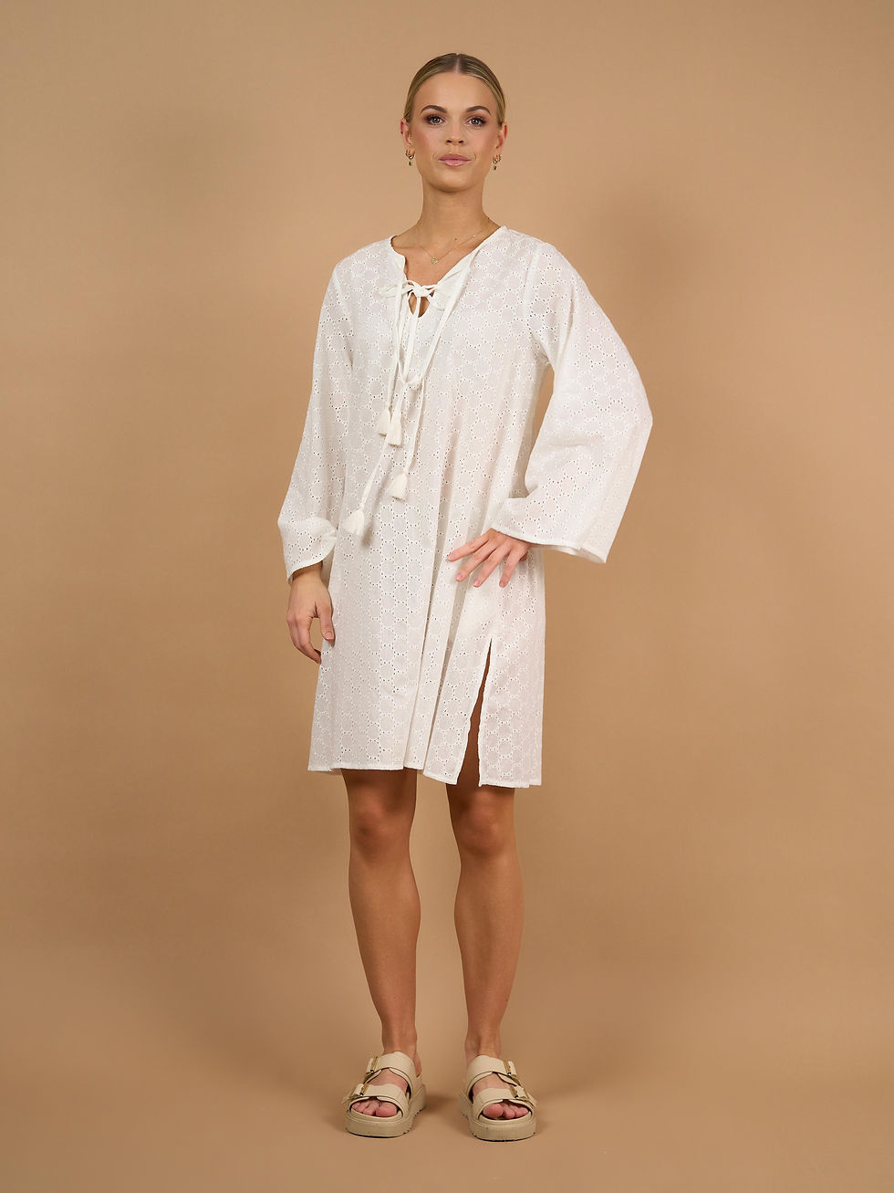 Thumbnail: FREYA DRESS  -  WHITE SCHIFFLI