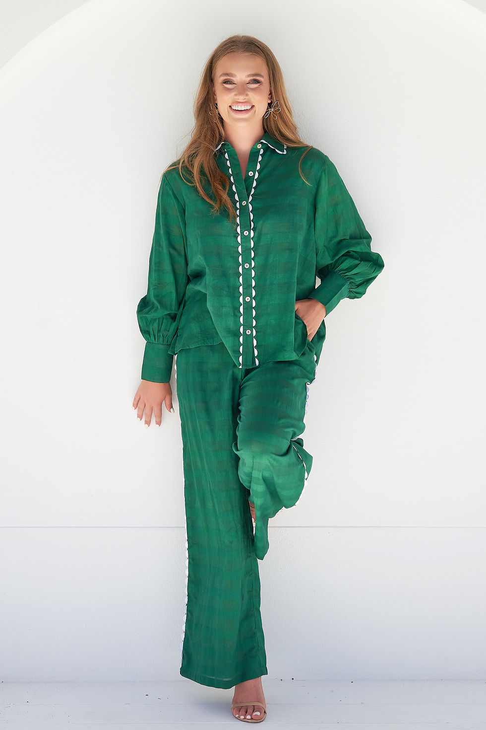 Thumbnail: Charlotte Shirt Emerald Dobby