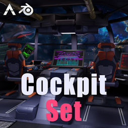 Pre-lit, rigged and animation ready.
Create animated space adventures with this highly detailed cockpit set. It comes with a ton of props - a working control panel with buttons, levers and screens on swivel stands, 2 chairs with seat belts, and lots of accessories (notebook & pen, joysticks, keyboards, game controller, bag of chips, hoverboard with stand, microwave, cabinets, sliding door, and more).
The set is pre-lit (works in both Cycles and Eevee) and comes with 5 different galaxy backdrops to choose the right atmosphere for your shot.
