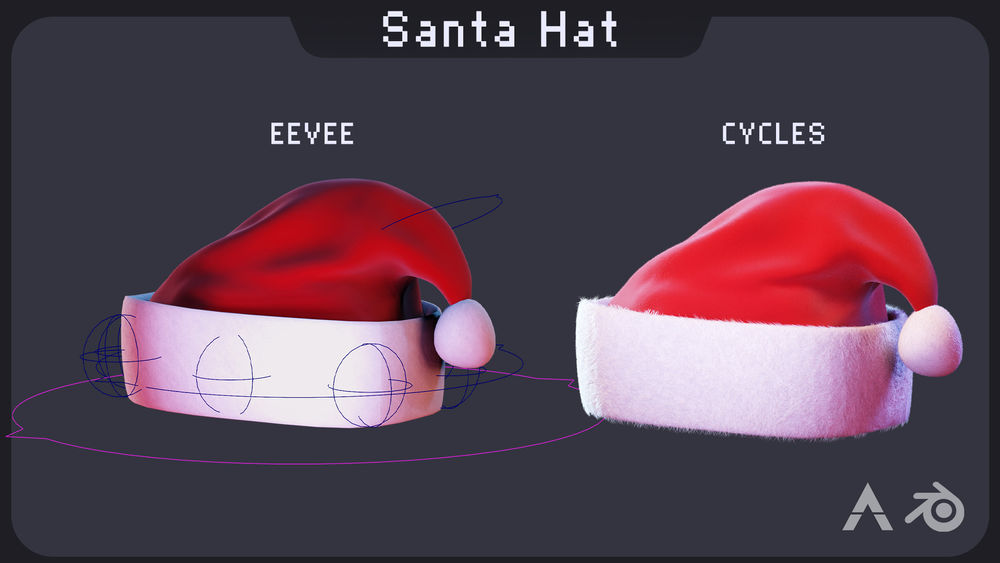 Santa hat Blender rig by TOAnimate Academy. A rigged Santa Hat for blender. This and many more rigs available at TOAnimate Store, an asset store filled with high quality Blender rigs.