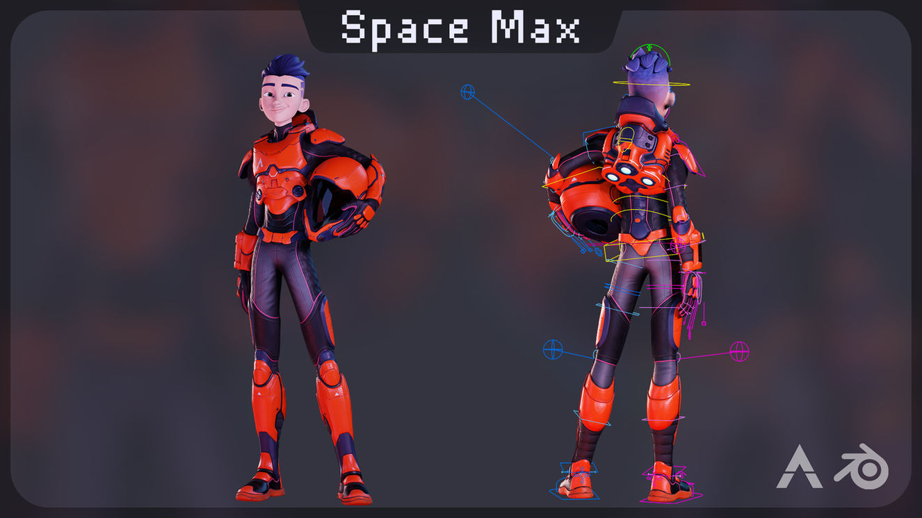 Movie quality character rig (Spacesuit Max) by TOAnimate Academy. A rigged movie quality animation character for blender. This and many more rigs available at TOAnimate Store, an asset store filled with high quality Blender rigs.