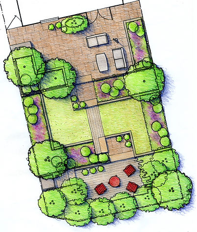 Garden design plan for a couple's garden in Chesterfield