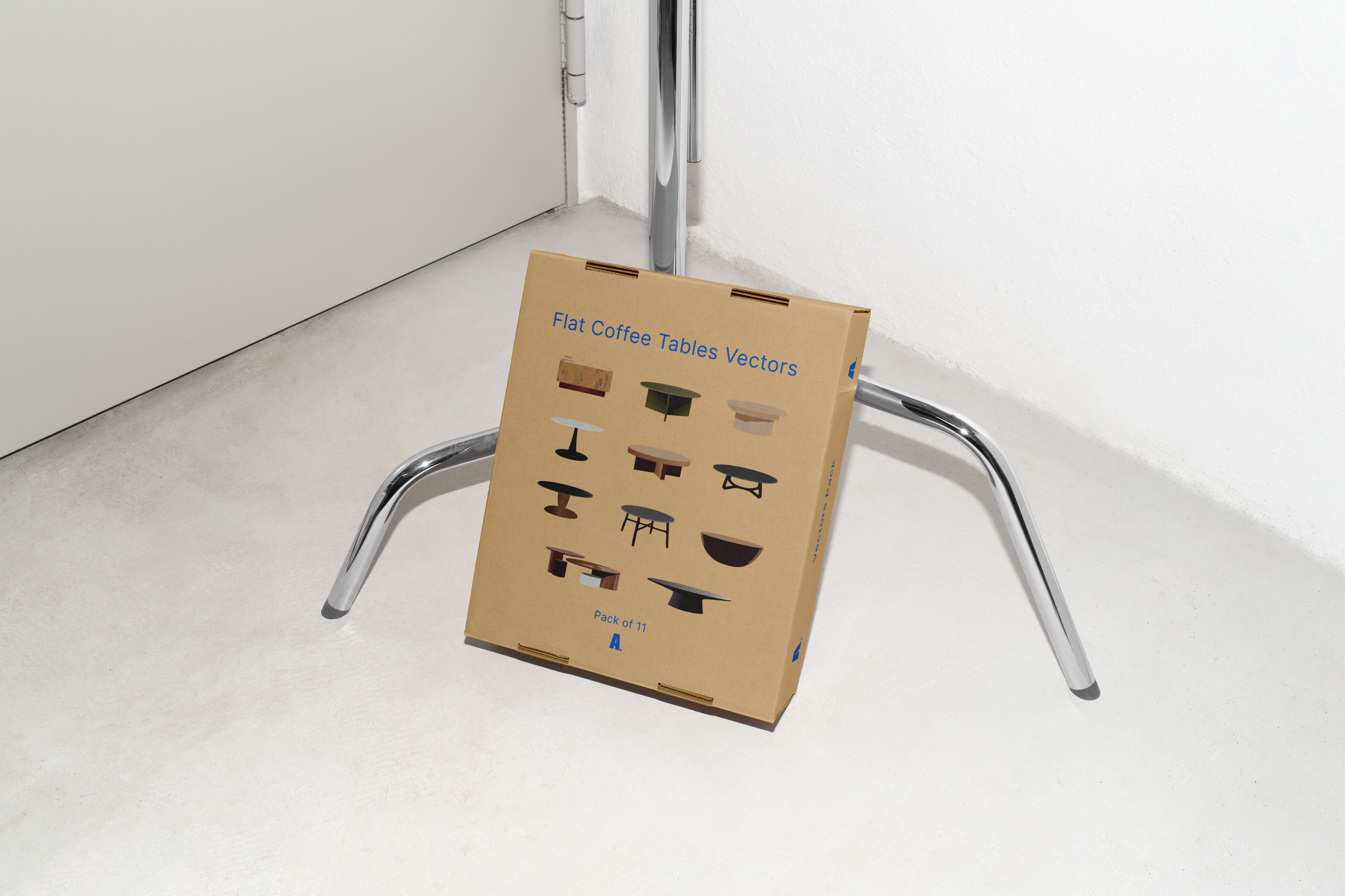 Free Cardboard Box Leaning Against the Tripod Mockup.jpg