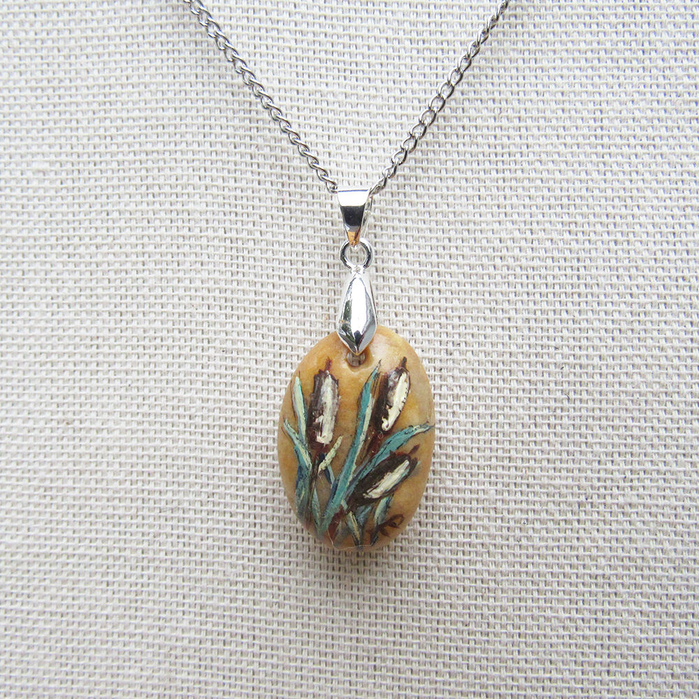 River Rock with Cattails, Medium 2