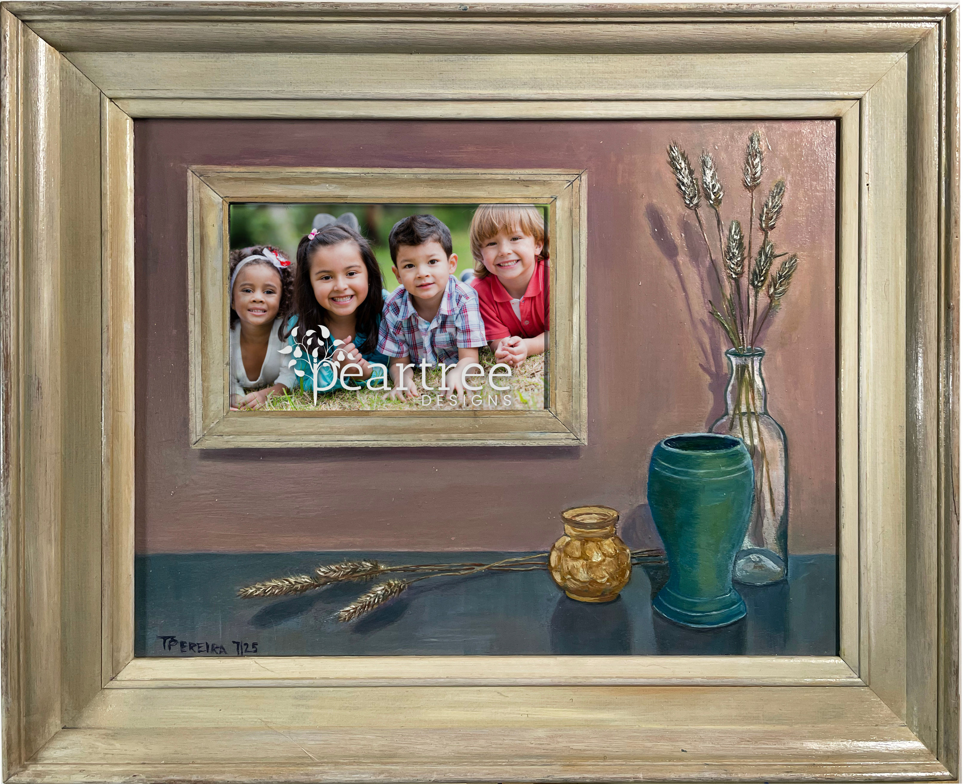 White Picture Frame with Bunnytails