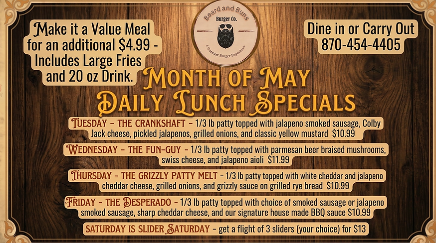 Firefly_A poster for May lunch specials with -Make it a Value Meal for an additional $4.99