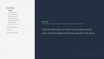 AWS Training and Certification Brand and Visual Guidelines Page 4  - Mission