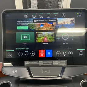 Treadmill touchscreen console powered on and tested after repair