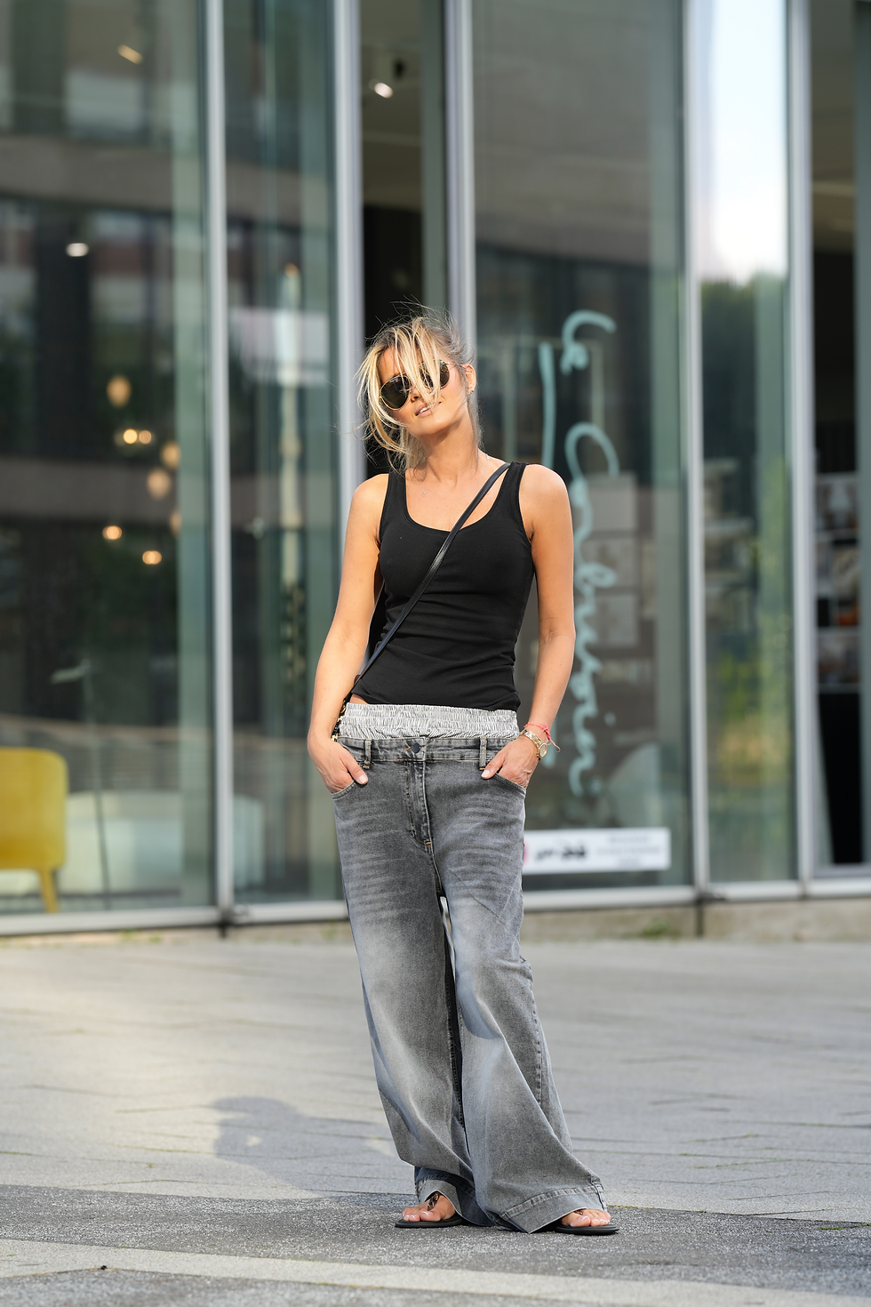 【in a row】Haku Vintage Gray Denim DOUBLE WAIST DENIM WILLOW IN VINTAGE GREY | Shopthelook