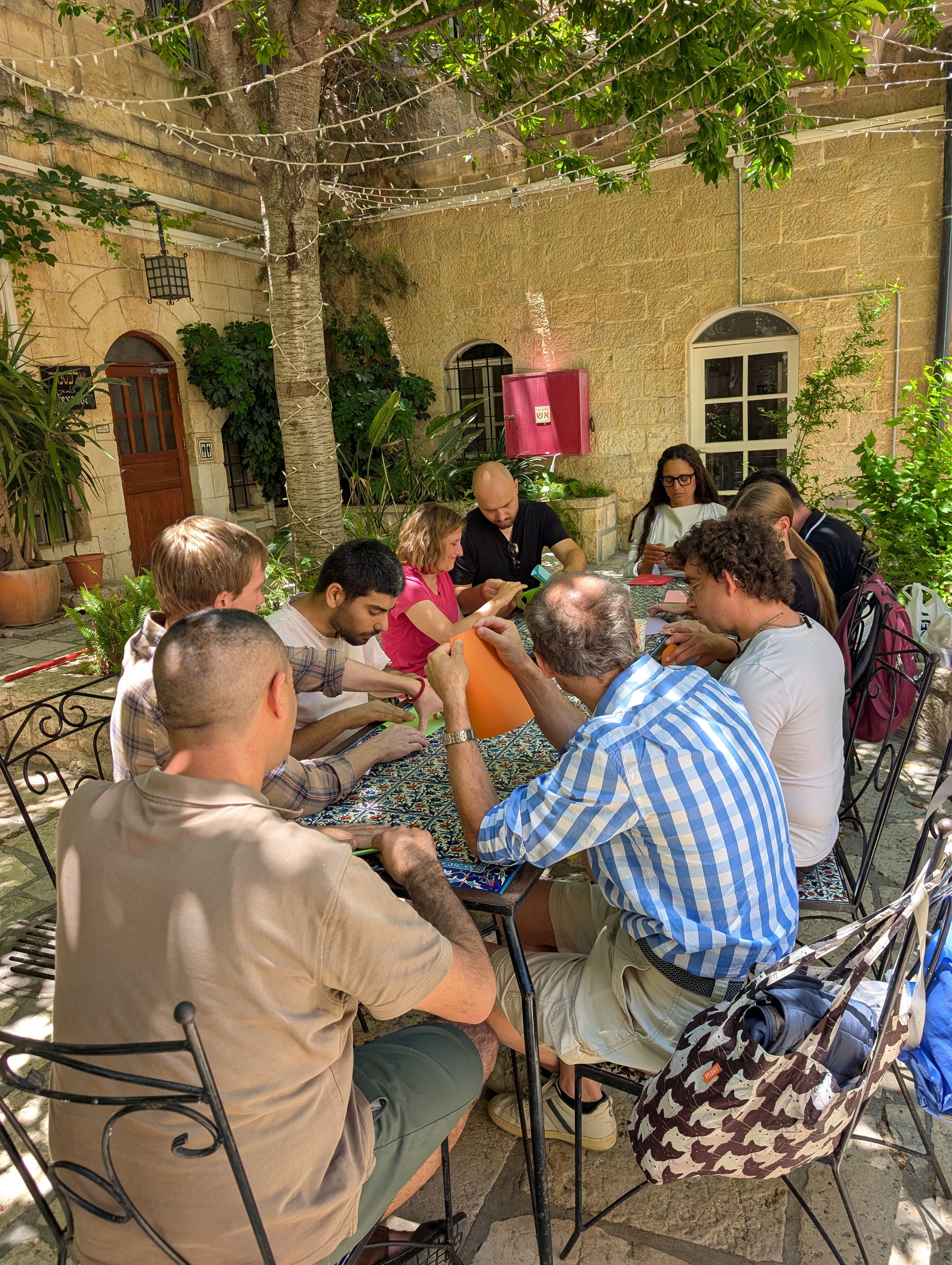 Participants at activity petting animals 