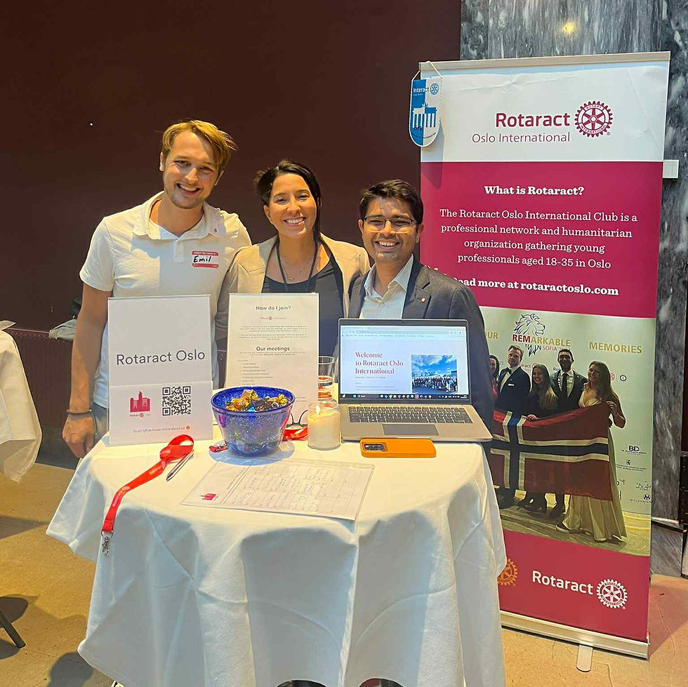 Emil Holgersson, Giselle Gomez and Md Rizwan are members of Rotaract Oslo International and also part of the club's board.