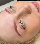 Brow lamination treatment. Brows have been straightened to create a fuller look and tinted to define the shape.