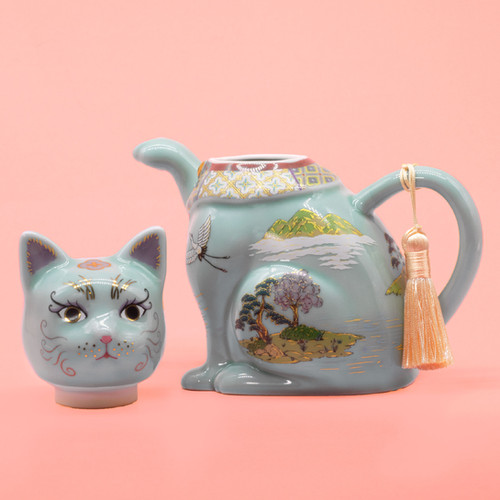 福招き猫ポット空色 -UTOPIAN LUCKY CAT TEA POT- | 小楽園