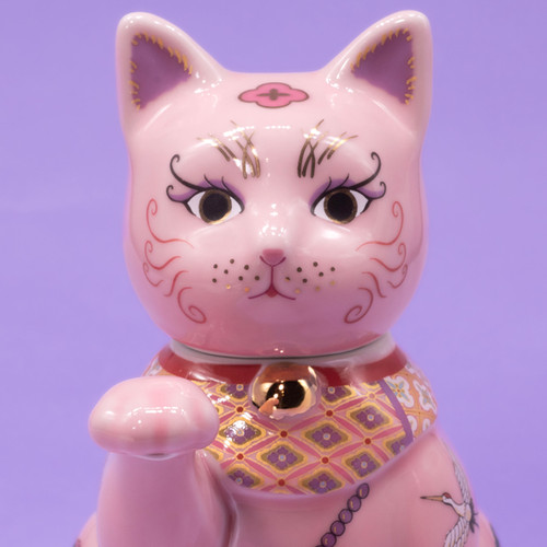 まとめて【ピンクの猫／白サバトラ猫】猫☆福猫☆桃色☆陶器製☆ Amazon.co.jp: ご縁猫 ジュエリーキャット(S-SIZE ピンク Pink