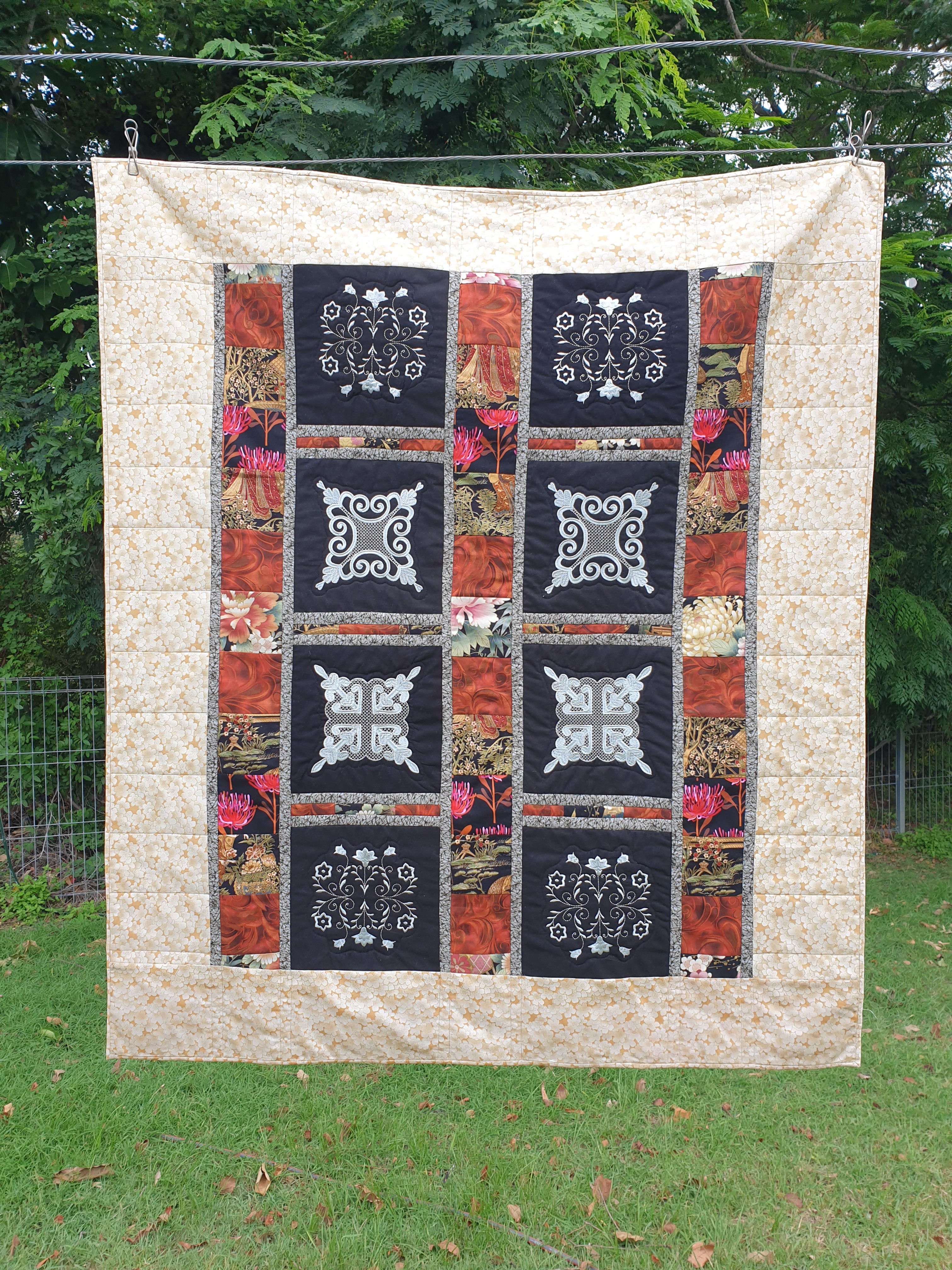 His and HERS Embroidered Quilt