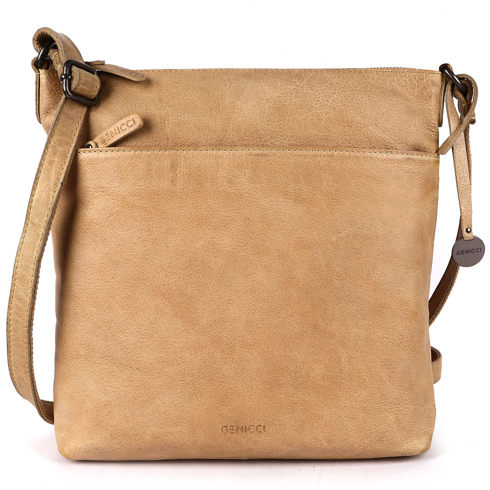 Leren schoudertas beige sereen