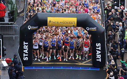 Runners gather at the starting line of the modern-day Blaydon Race.