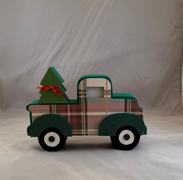 Green Plaid Christmas Truck