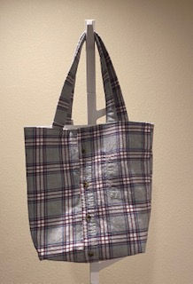 Gray Plaid Flannel Tote