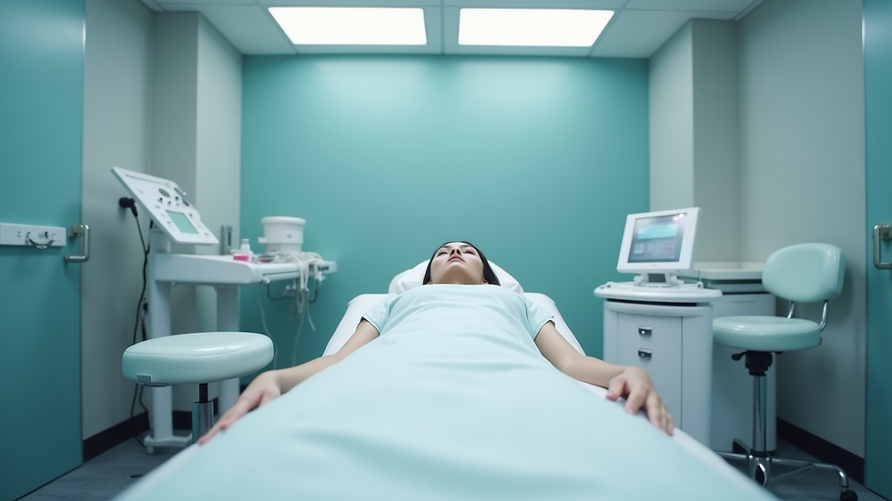 Eye-level view of a modern treatment room with advanced body remodeling equipment