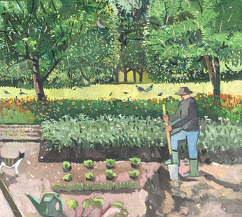 Gardener digging