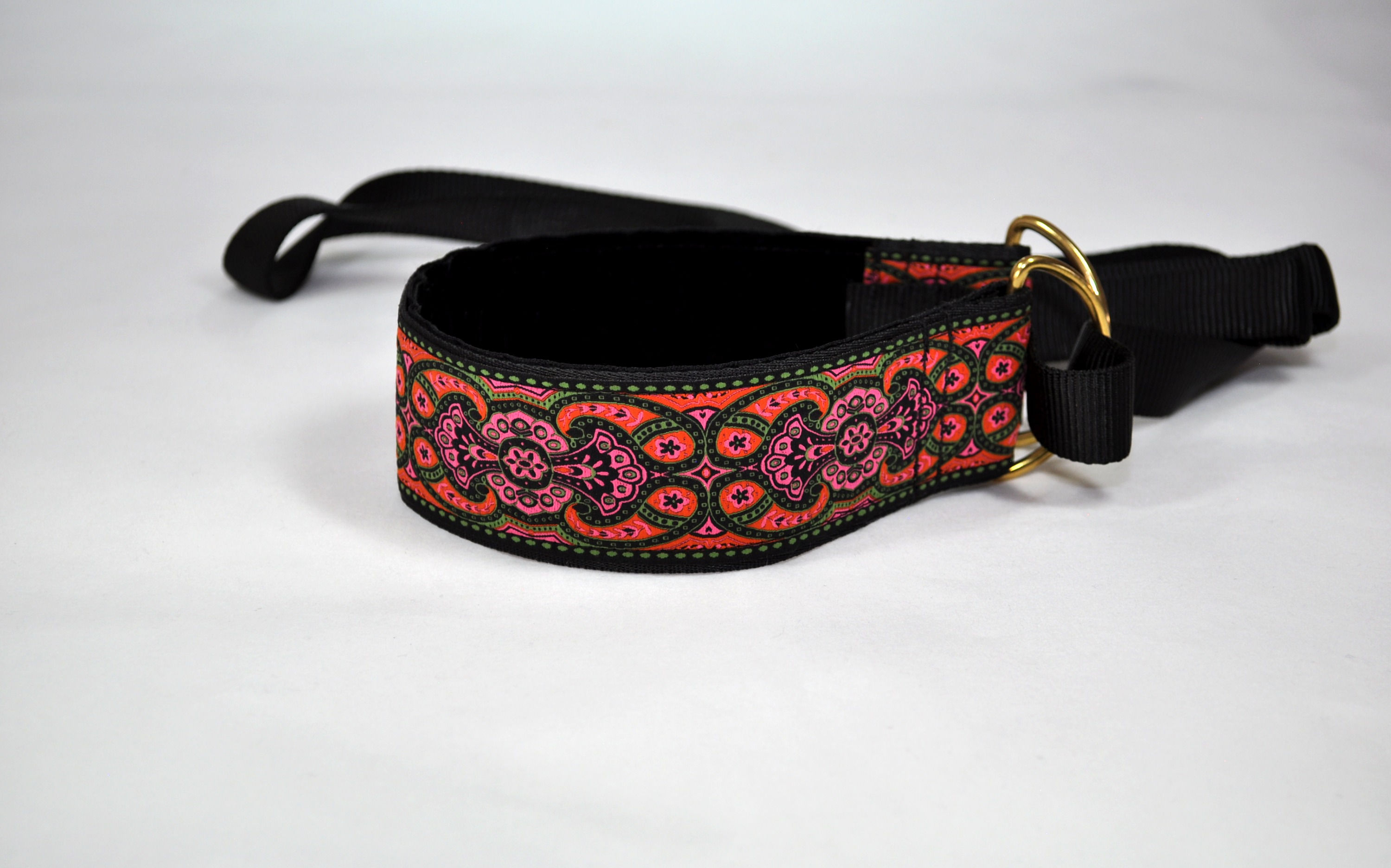 16" Tres Jolie, Orange/Pink/Black  2" wide Lure Coursing Lead