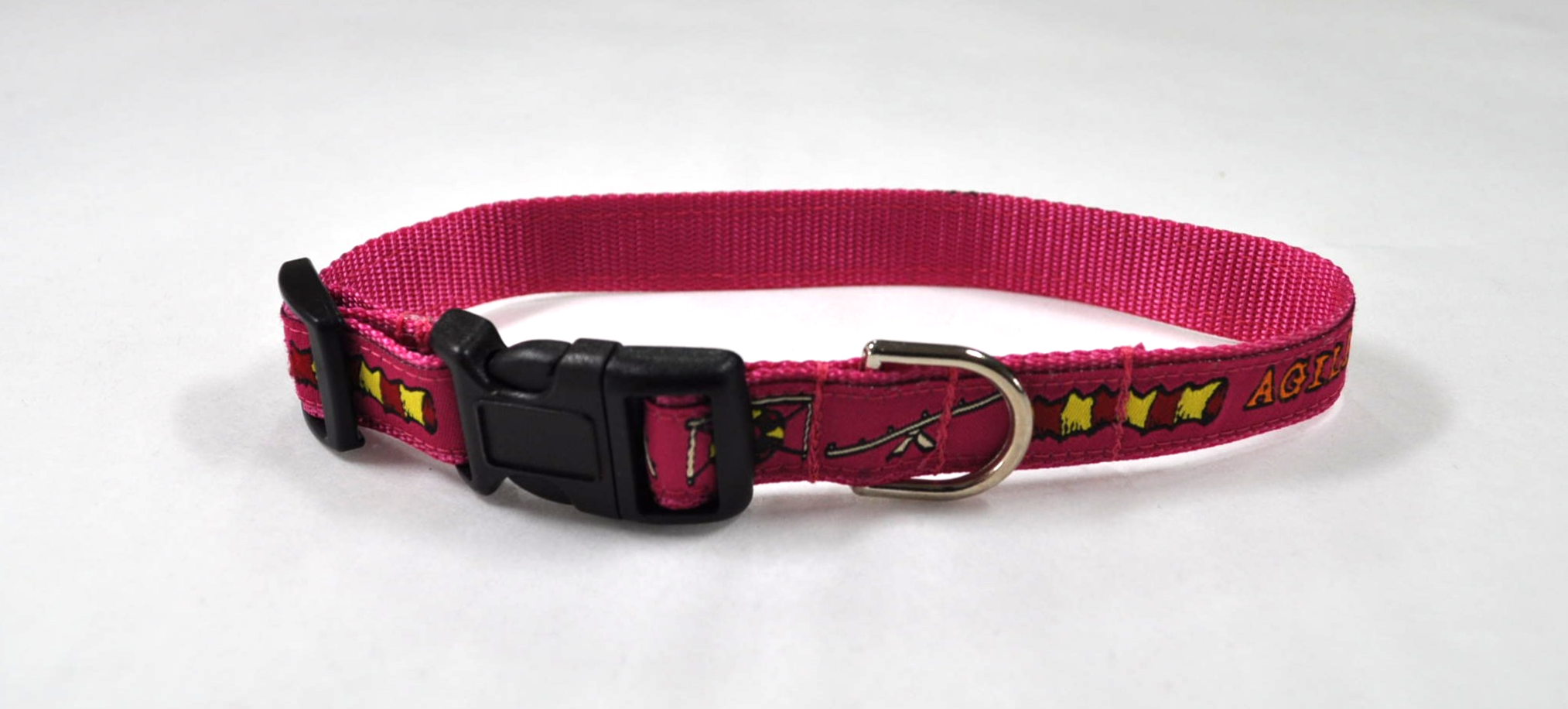 Agility Narrow, Pink on 3/4 inch Raspberry webbing