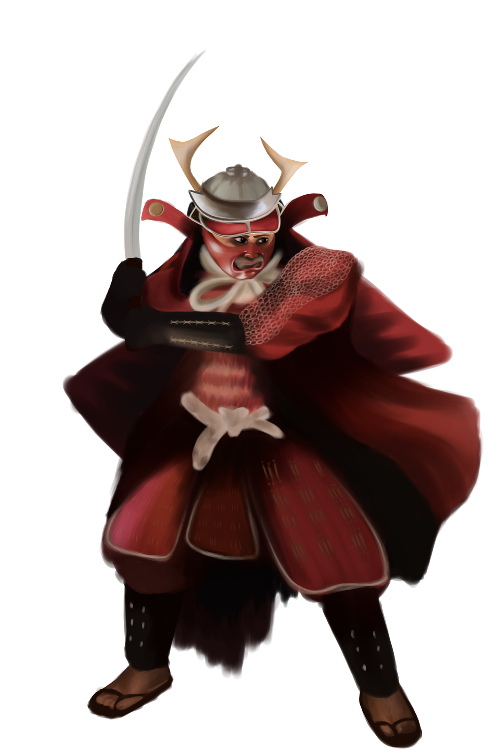 Samurai fully-coloured digital concept art