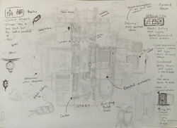 Mapping out the keys, items and buildings within the level