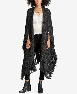 Woman in long poncho