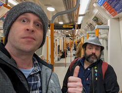 Paul And Eli Get Ready To Race For The Bus