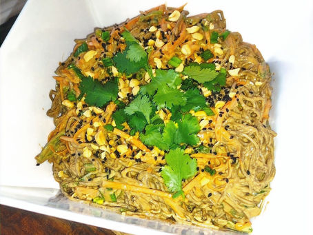 Soba Noodles with Peanut Sauce and Shredded Vegetables