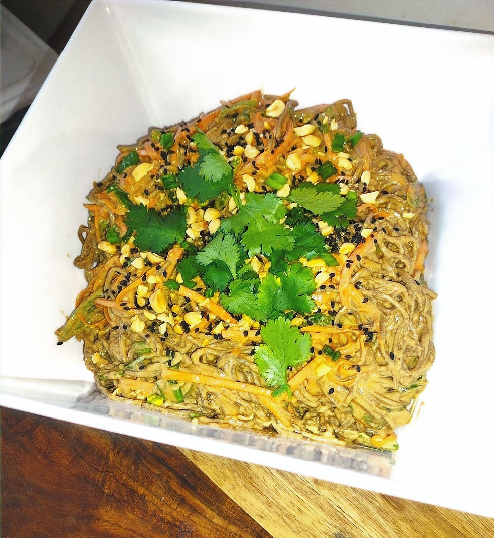 Soba Noodles with Peanut Sauce and Shredded Vegetables