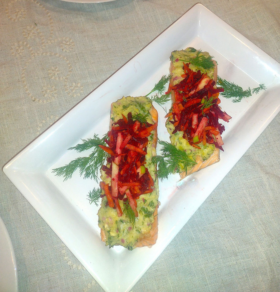 Horseradish crusted Salmon with Beet and Apple Relish