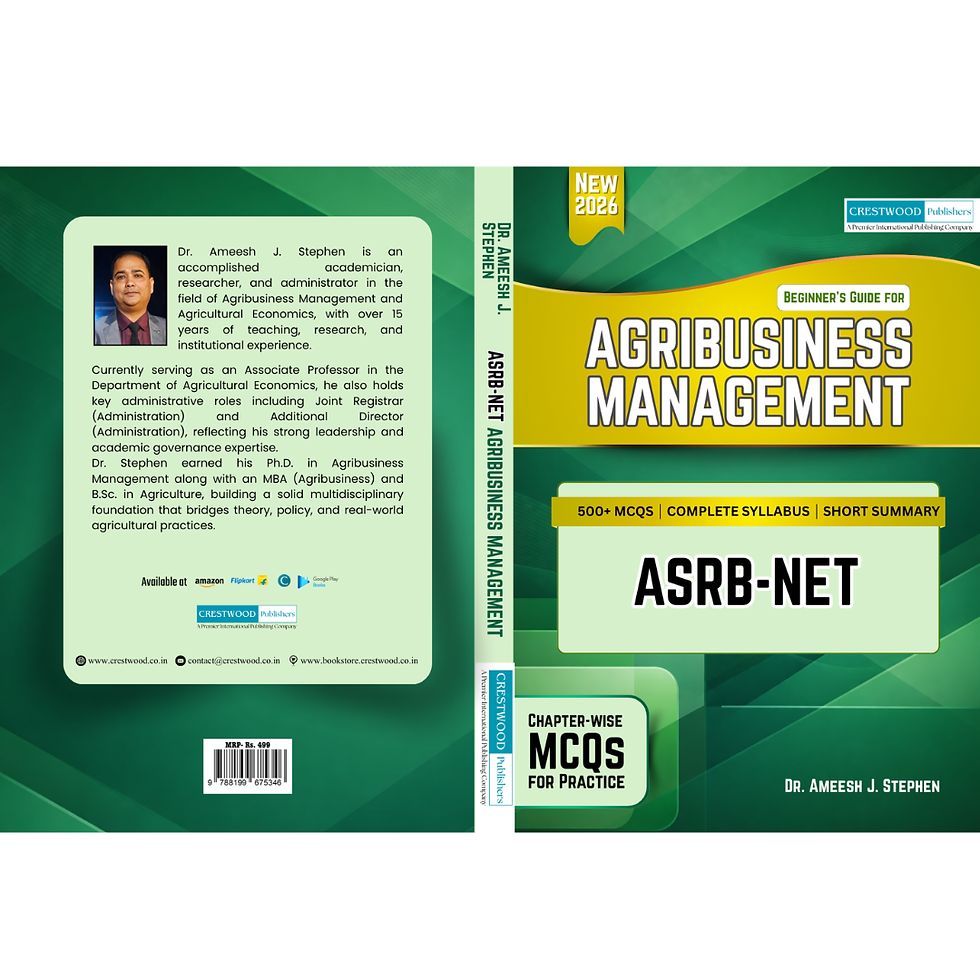 Thumbnail: ASRB-NET Agribusiness Management 2026: Beginner’s Guide with 500+ MCQs, Complete