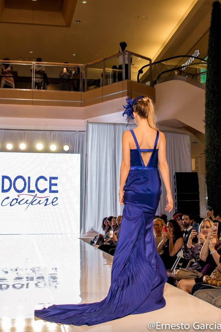 Thumbnail: Blue Pleated Long Train Gown