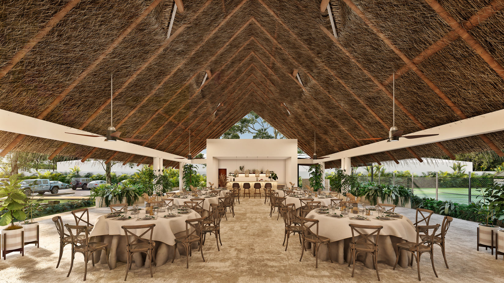 Interior de la palapa