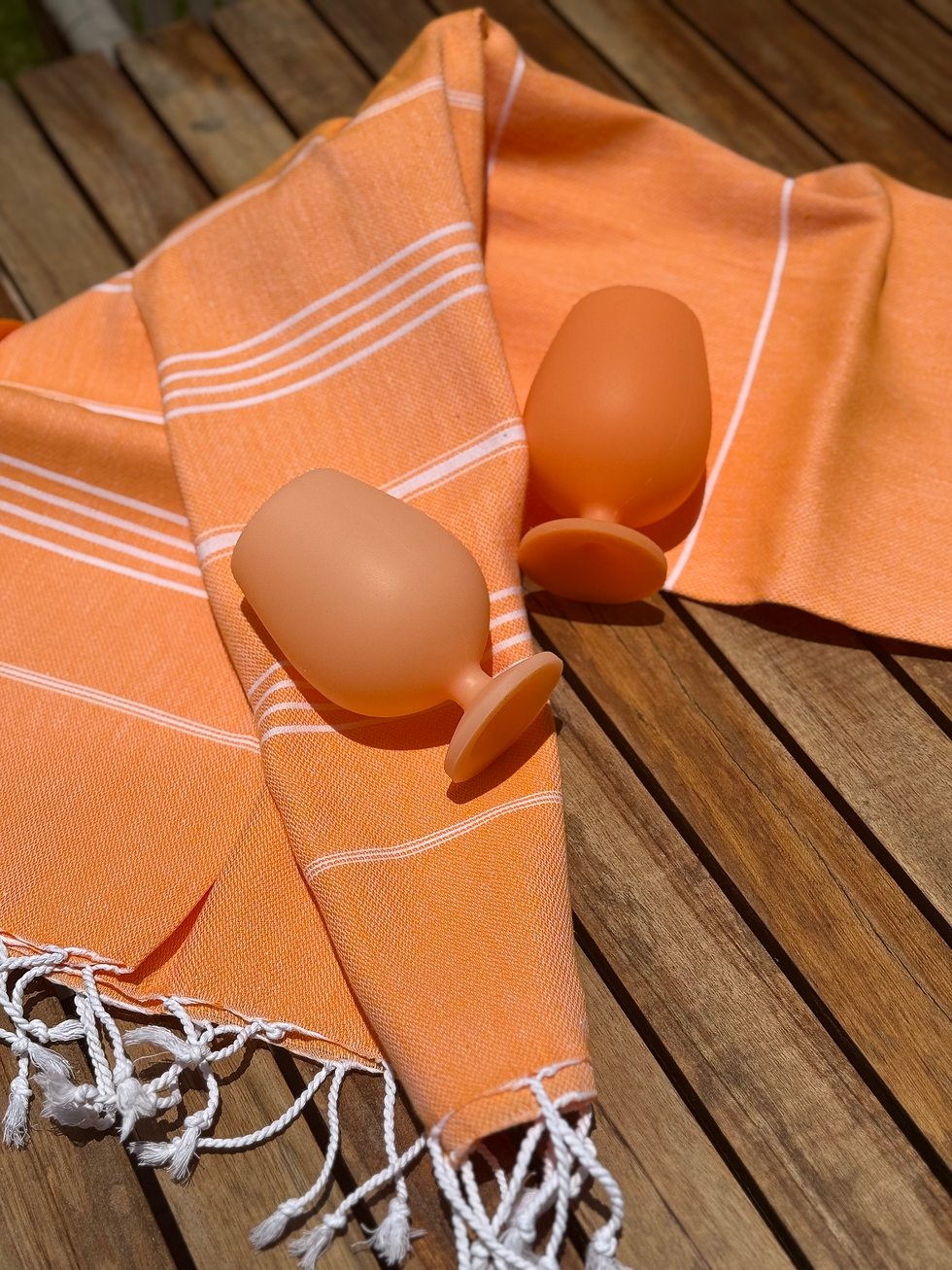 Thumbnail: Light Orange striped Hammam Turkish beach towel
