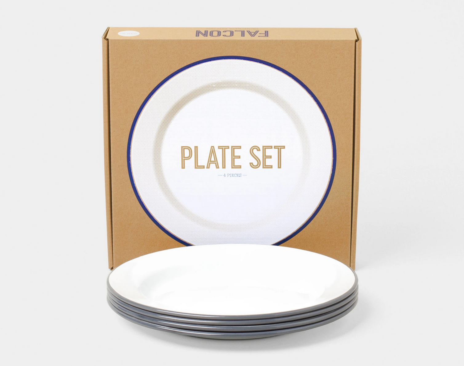 4 pack of Falcon enamel 24cm plates - Pigeon Grey