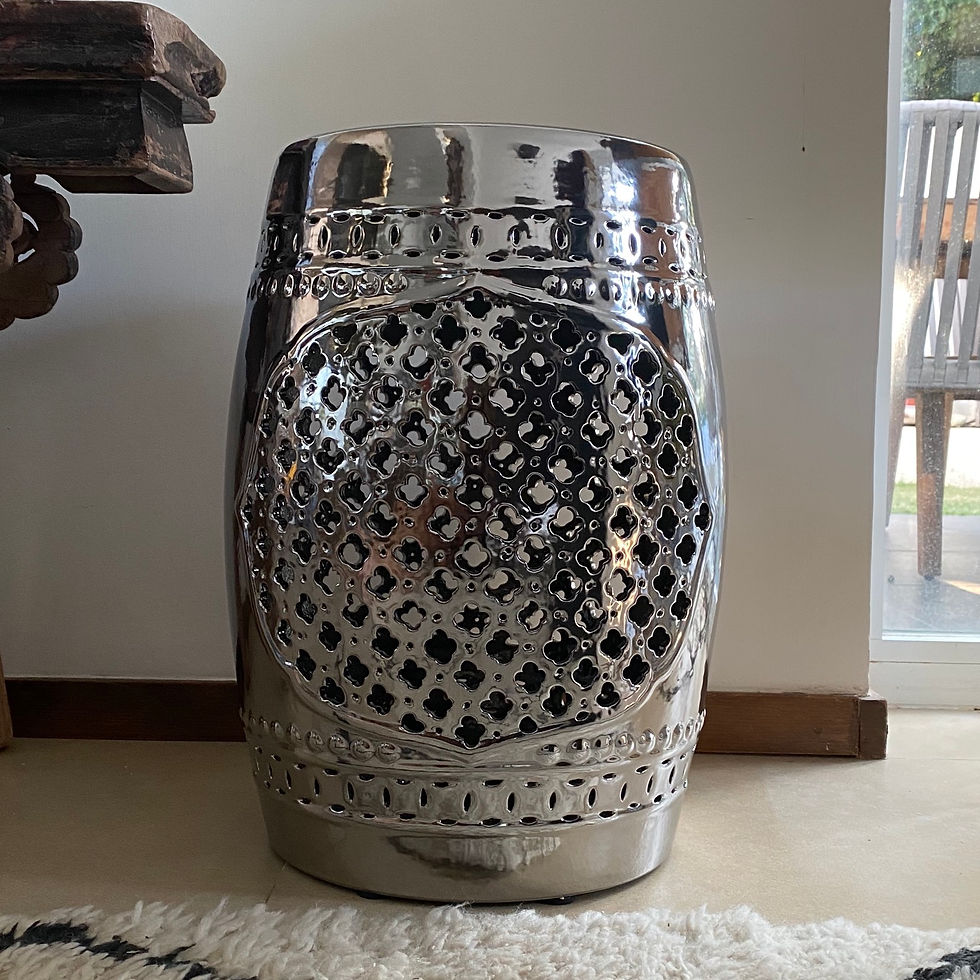 Thumbnail: Silver cut out ceramic stool