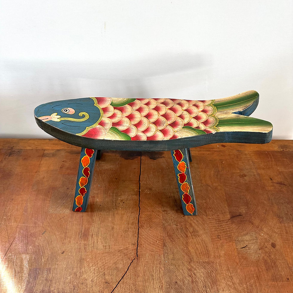 Thumbnail: Fish wooden stool - Blue