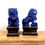 Thumbnail: Small Pair of blue ceramic lions “Foo Dogs” on stands
