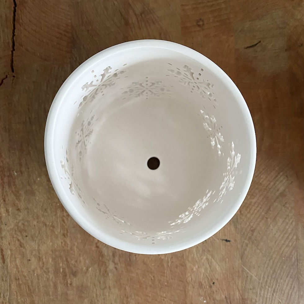 Thumbnail: Ceramic cut out tea light, candle holder snowflake