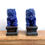Thumbnail: Small Pair of blue ceramic lions “Foo Dogs” on stands