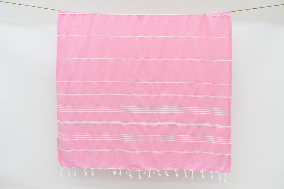 Thumbnail: Light pink striped Hammam Turkish beach towel