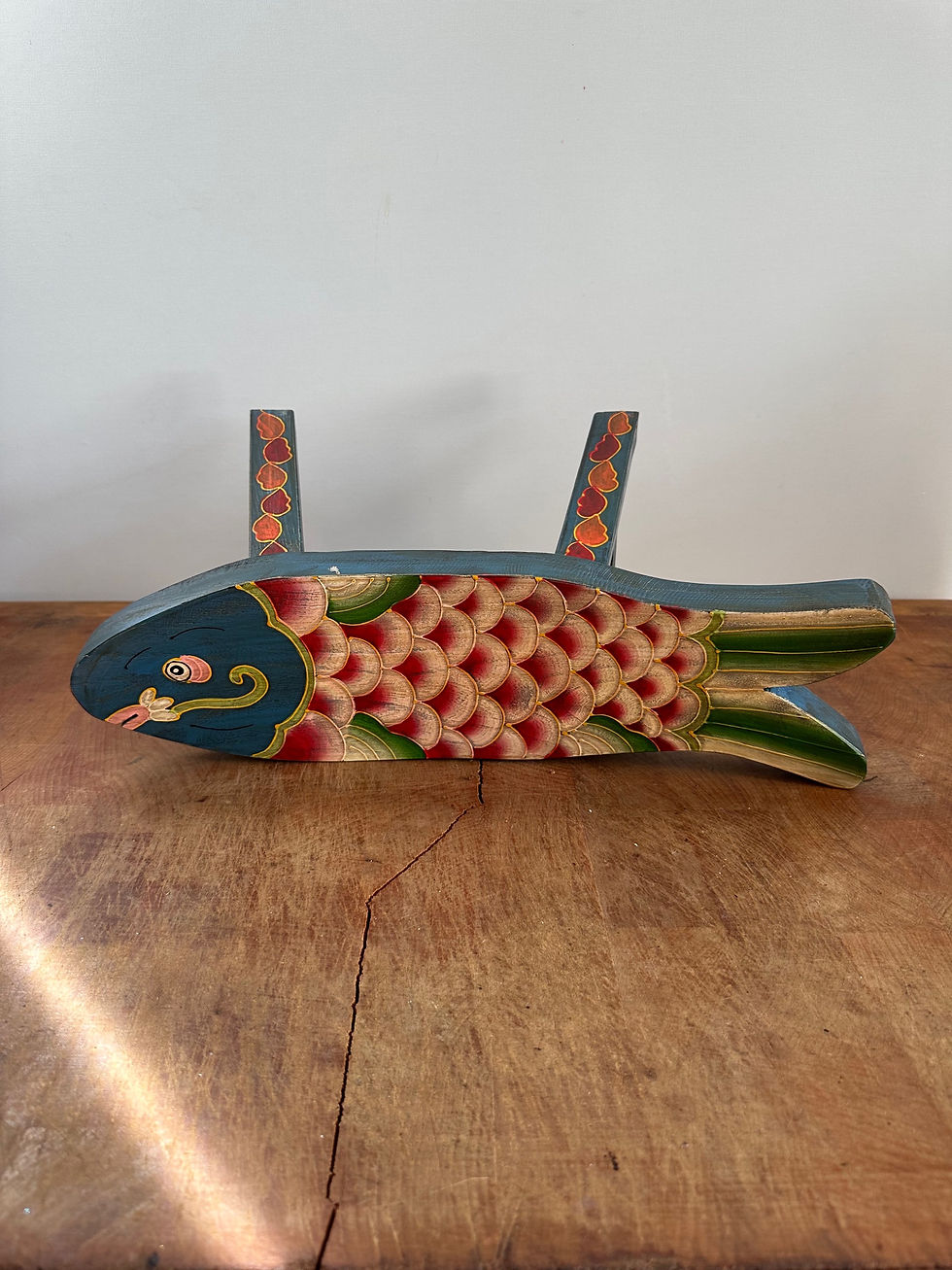 Thumbnail: Fish wooden stool - Blue