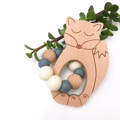 Thumbnail: Fox silicone and wood teether