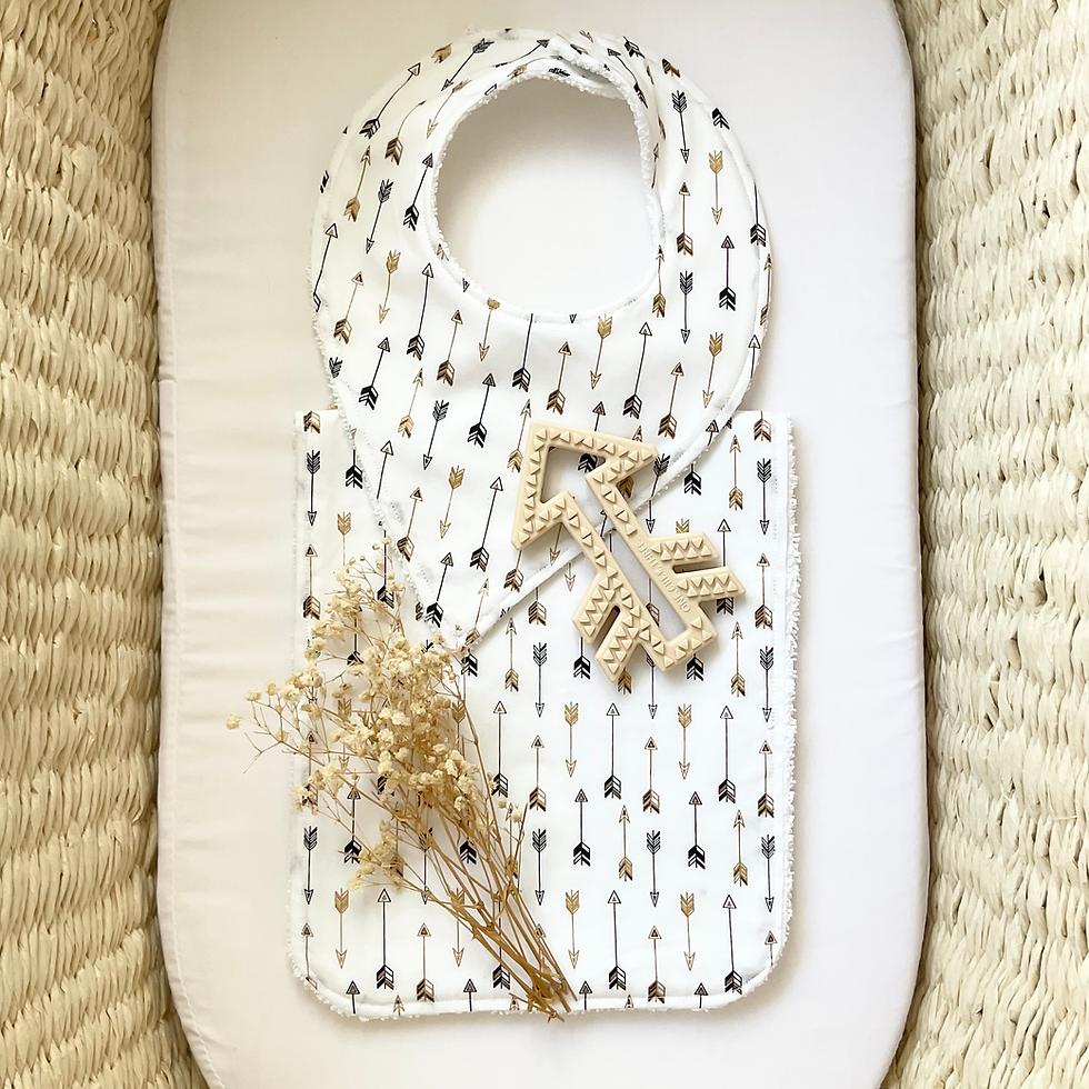 Thumbnail: Handmade bib and burp cloth set